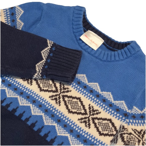 Hanna Andersson Knit Sweater Fair Isle Pattern Blue‎ Nordic Size 110 (US 5) - Picture 1 of 6